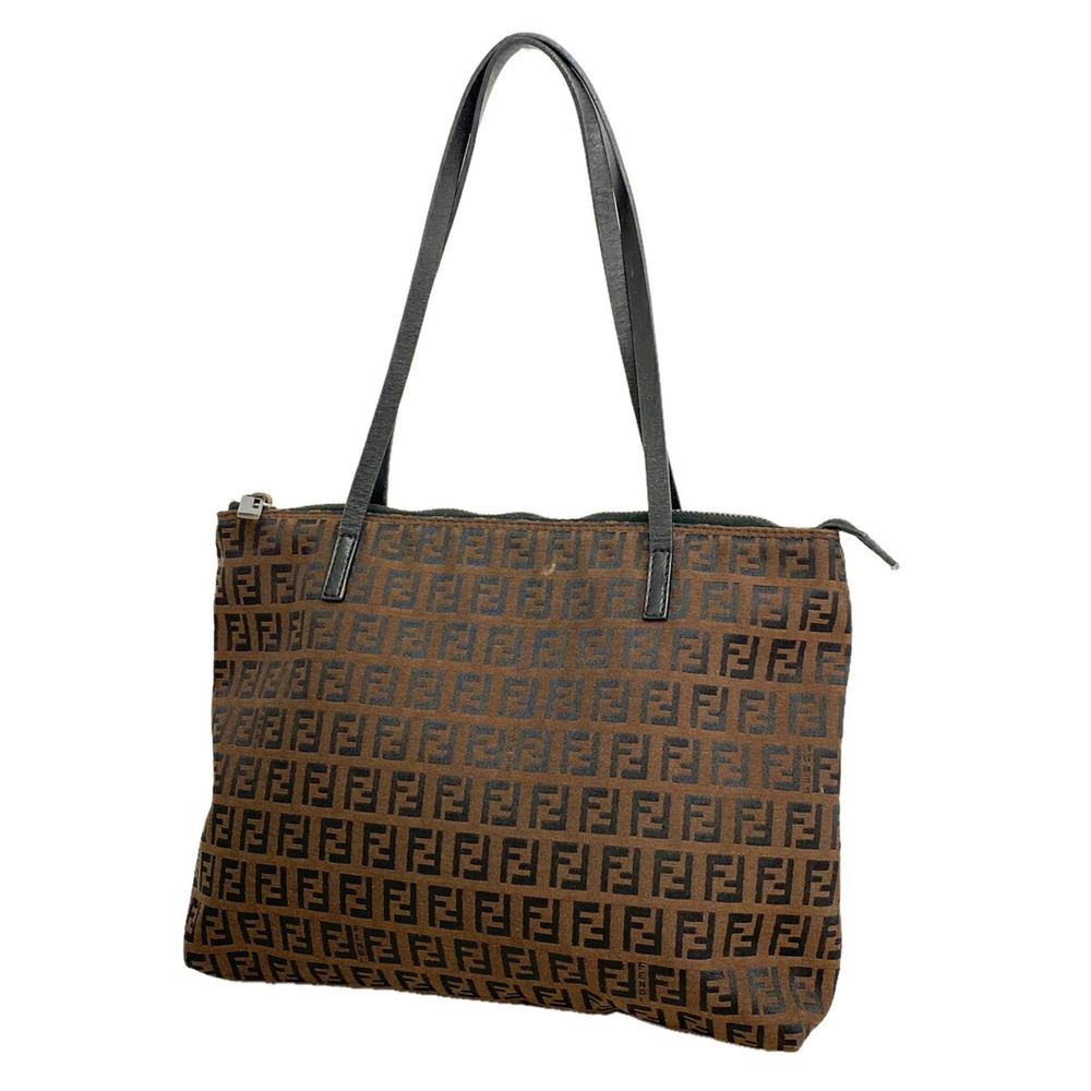 Fendi Zucchino Tote Bag, Nylon Canvas, Brown/Black, Women's, P3478992
